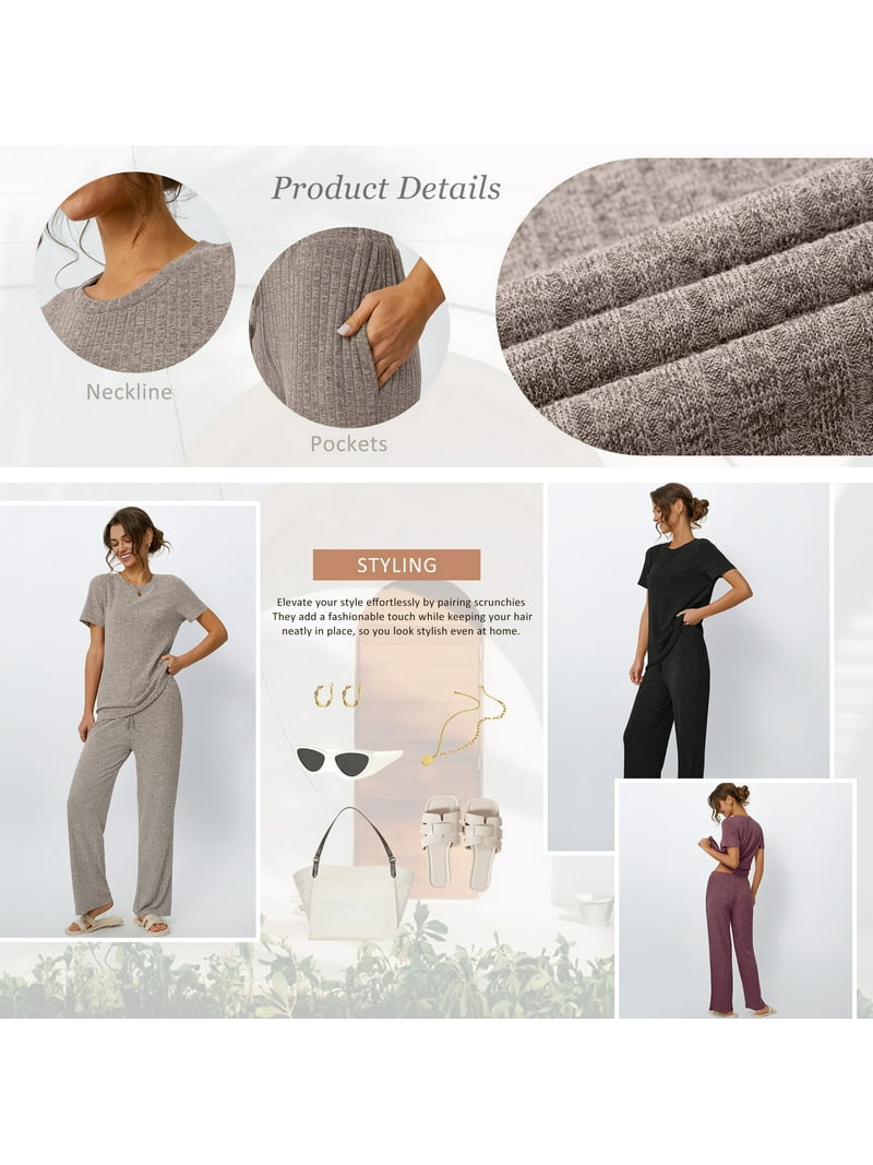 SUNBS Women's Two Piece Lounge Sets Summer Matching Ribbed Knit