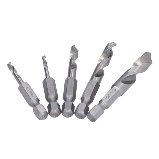Brocas de vástago hexagonal, brocas de 5 piezas Broca abierta con orificio Brocas cortas de vástago hexagonal Tecnología de vanguardia
