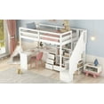 thumbnail image 5 of Twin Size Loft Bed with L-Shaped Desk and Drawers, Cabinet and Storage Staircase, White, 5 of 18