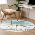 thumbnail image 5 of Palm Trees Round Living Room Rugs 3.3 ft, Summer Holiday Beach Washable Area Rug with Non-Slip Sturdy Edge Binding Round Front Door Mat Floor Carpet for Entryway, 5 of 9