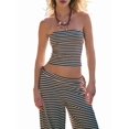 thumbnail image 1 of Conjuntos de Verano para Mujer, Conjuntos de Dos Piezas para Estar en Casa, Top y Pantalón de Tubo A Rayas, Conjuntos A Juego para Vacaciones en la Playa y Negro S, 1 of 9