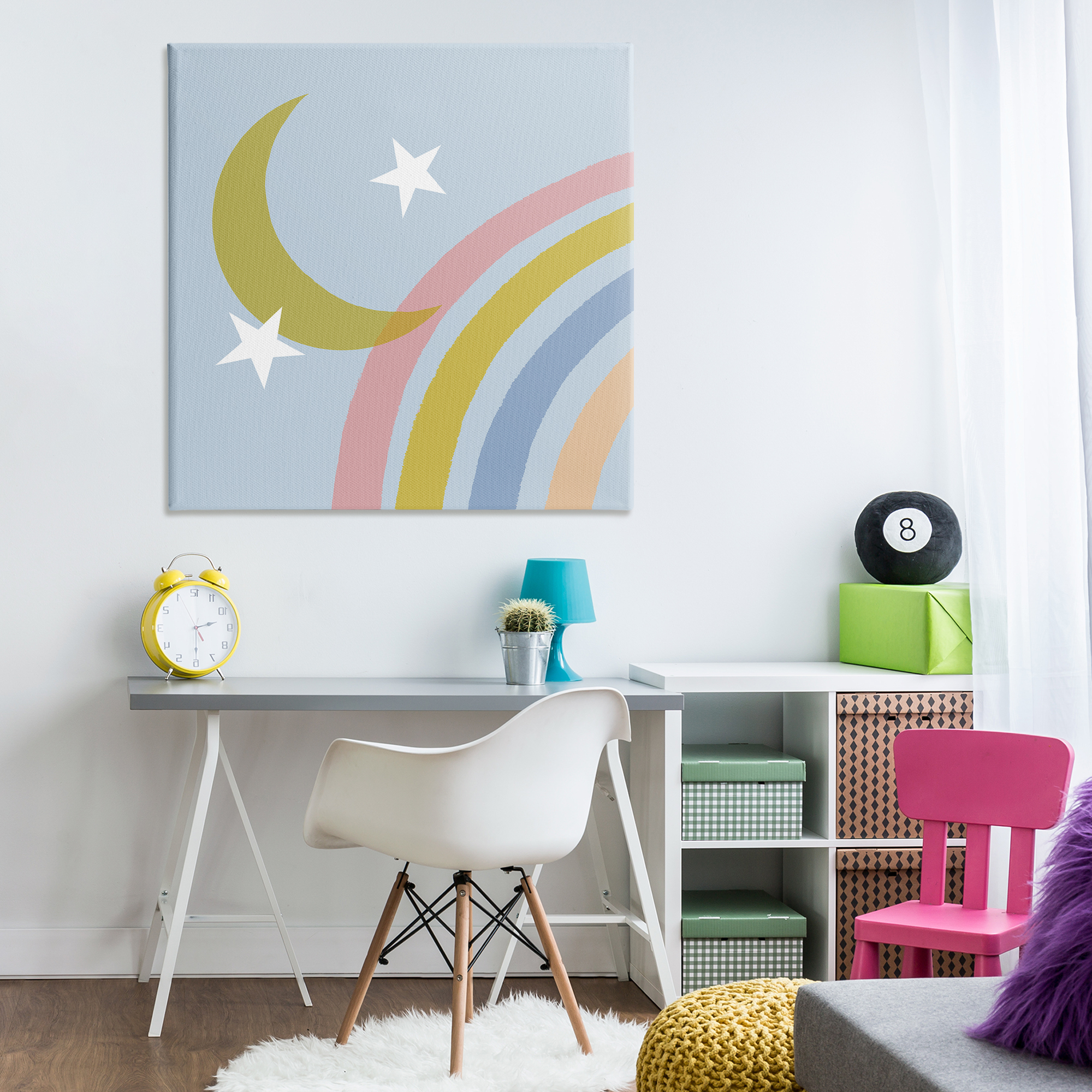 Stupell Industries Rainbow And Moon Shape Landscape & Nature Painting Wrapped Canvas Art Print Wall Art, 36 x 36