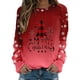 thumbnail image 1 of Gibobby Sudaderas navideñas Sudadera para Mujer con Estampado De Navidad, Cuello Redondo, Cuello Redondo, Tops Cómodos, Camisas De Entrenamiento De Manga Larga(Rojo de la sandía,G), 1 of 5
