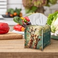 thumbnail image 4 of FUIALDOLG PU Leather Tissue Box Cover Square with Cute Giraffe Flower, Waterproof Decorative Tissue Box Holder for Bathroom, Office, Desk, Car, 5.1"X5.1"X5.5", 4 of 7