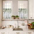 thumbnail image 3 of 3 Piece Kitchen Curtains and Valances Set Green Cafe Curtains 36 Inch Length Eucalyptus Leaves Valance & Tier Curtain for Living Room Bedroom Small Window 54"x18"+27"x36"*2, 3 of 6