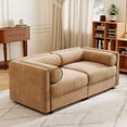 thumbnail image 3 of Newest Stylish Camel Chenille 2-Seater Sofa with Storage Seat, Cylindrical Backrest and Armrests, Modern Fabric Loveseat Featuring Hidden Storage Space, 3 of 10