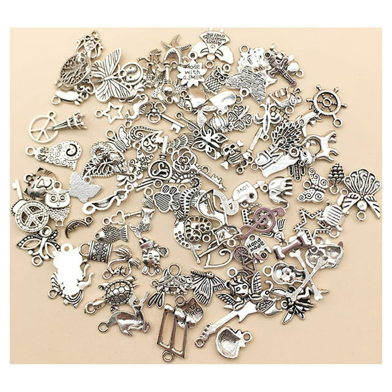 Wholesale Bulk Lots Jewelry Making Silver Charms Mixed Smooth Tibetan Silver Metal Charms Pendants DIY for Necklace Bracelet Jewelry