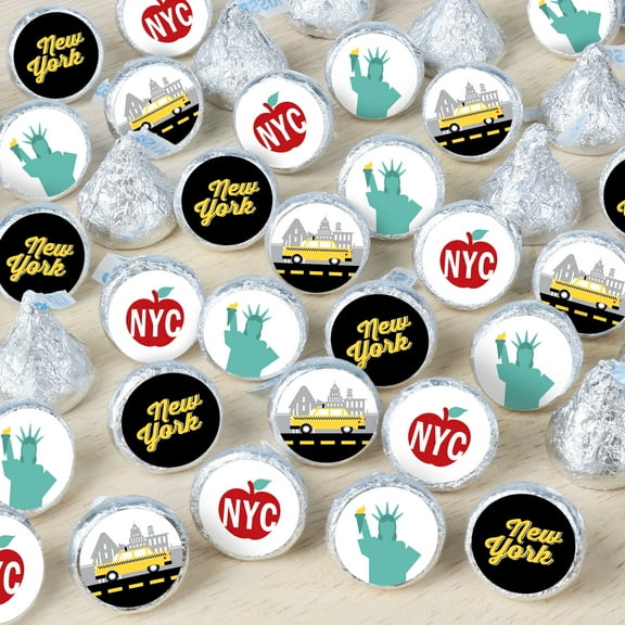 Big Dot of Happiness NYC Cityscape - New York City Party Small Round Candy Stickers - Party Favor Labels - 324 Count
