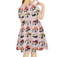 thumbnail image 2 of Renewold Cute Panda Sushi Girls A-Line Dresses Size 5-6 Casual Dress Holiday Party Short Sleeves Dress Personalized One-Shoulder Princess Dress, Pink, 2 of 5
