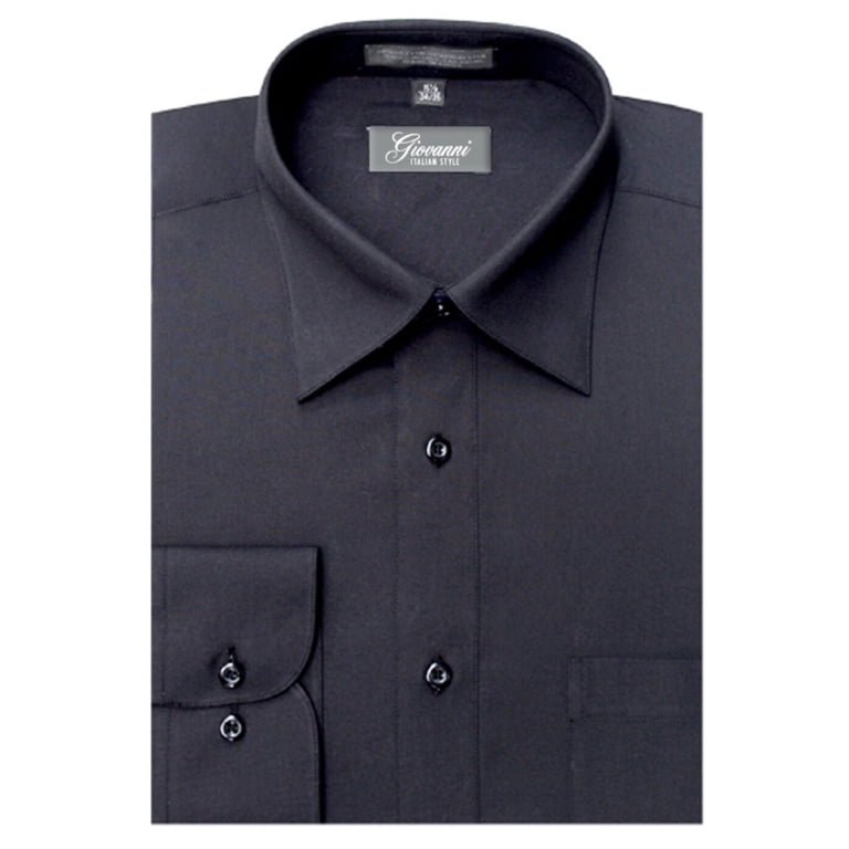 15 1 2 x 34 35 dress shirt Giovanni CLG1002-15 1-2x34-35 Mens Solid Color Dress Shirt, Black