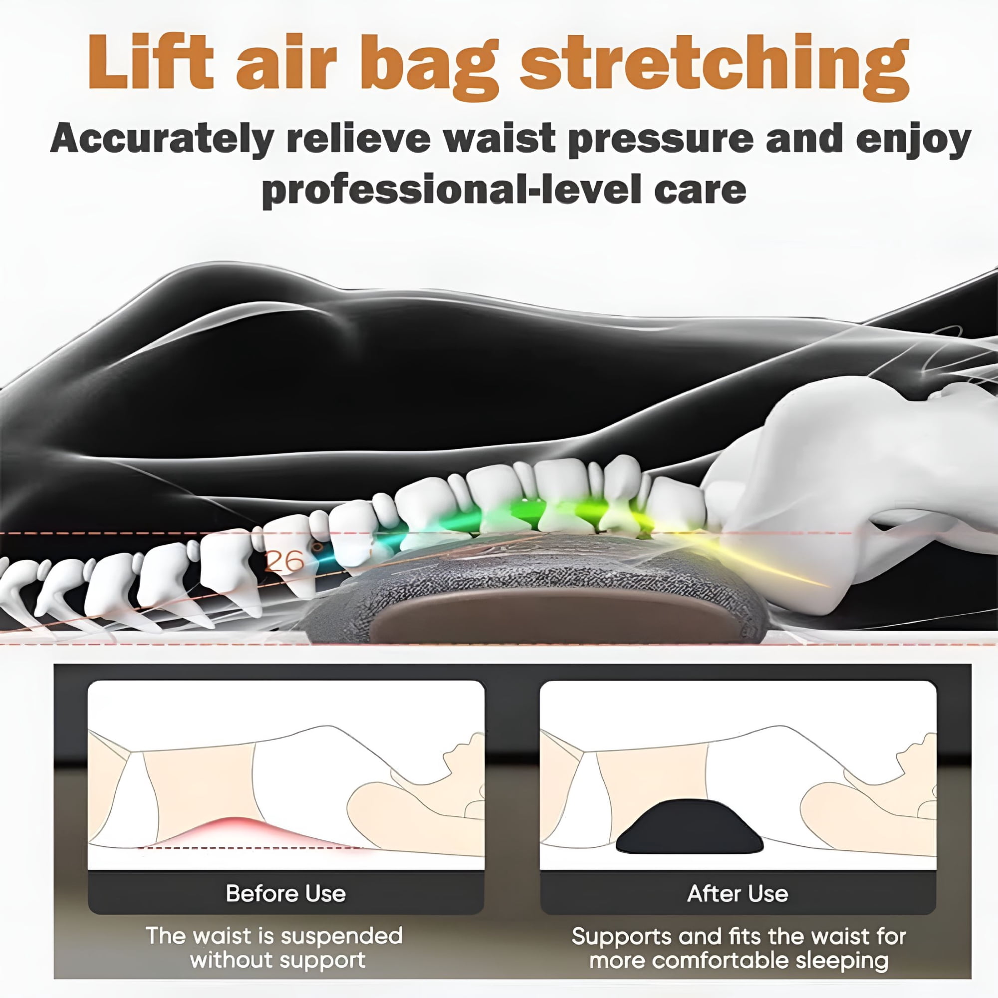 XIRQI Smooth Spine Triple Fusion Back Massager,3-in-1 Back Massager with Traction Lifting Vibration Heat Compress for Neck Shoulder Back Pain Relief