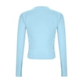 thumbnail image 7 of Xaqiouau Long Sleeve Shirts for Women Crew Neck Basic Tops Slim Fit Stretch Casual Shirts Soft Layering Tee Fall Winter Everyday Wear Light Blue, 7 of 7