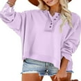 thumbnail image 1 of Ladies‘ Fall Solid Color Long Sleeve Button Down Casual Hoodie, 1 of 6