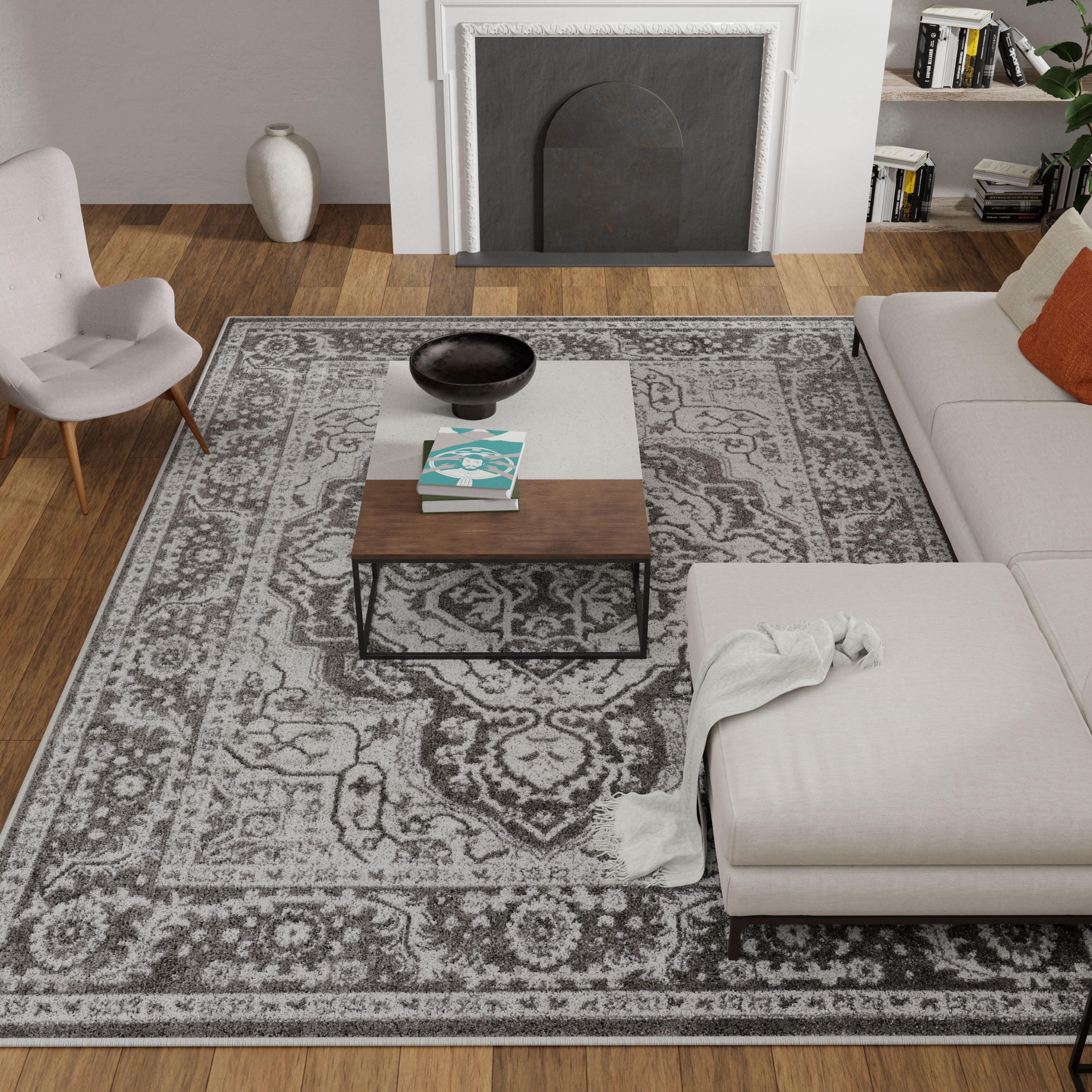 Loomaknoti Rhane Valok 3' x 5' Gray Oriental Indoor Accent Rug