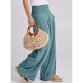 thumbnail image 3 of Pantalones Palazzo ANRABESS de lino para mujer, pernera ancha y cintura alta, 3 of 8