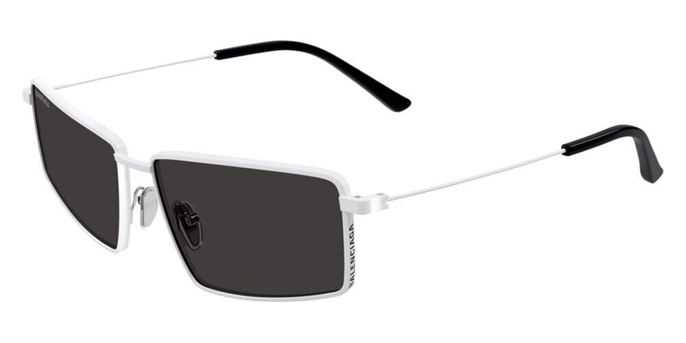 Balenciaga BB0195S Sunglasses Men White Gray Rectangle 62mm New 100% Authentic
