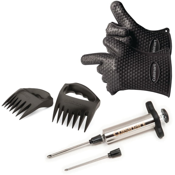 Cuisinart® 7-Piece BBQ Pit Kit - Set Includeds Meat Shredding Claws, Silicone Gloves, Meat Injector With Replacement Tip