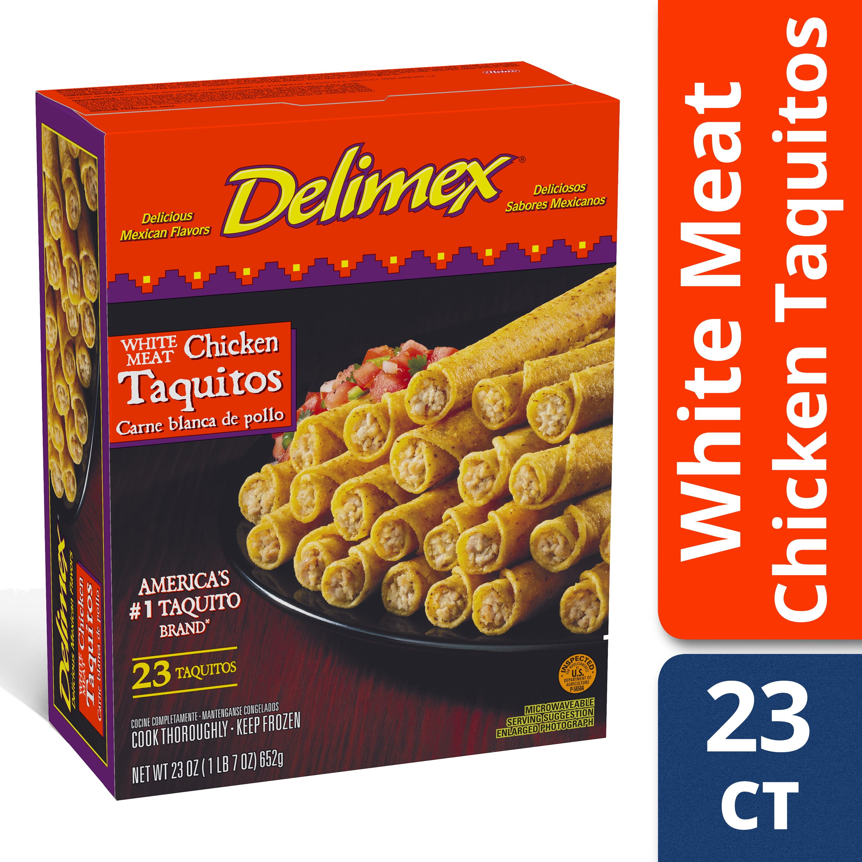 Delimex White Meat Chicken Corn Taquitos, Frozen Appetizer, 23 ct 23.