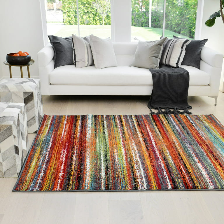 Colorful area rugs take the floor when decorating a room