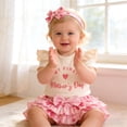thumbnail image 5 of RMGVDSD Newborn Baby Girl Clothes Infant My First Mother's Day Outfit Short Sleeve Romper Bow Skirt With Headband 3Pcs Summer Outfits 0-3 Months, 5 of 6