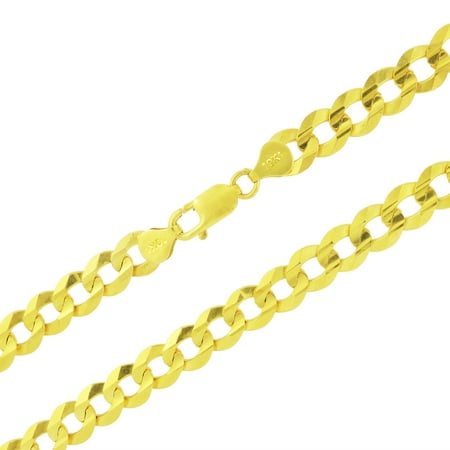 Nuragold 10k Yellow Gold 10mm Solid Cuban Curb Link Chain Necklace, Mens Jewelry Lobster Clasp 20" - 30"