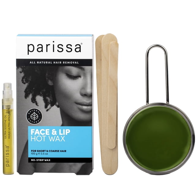 Kit de cera Parissa No-Strip Face & Lip Hot para cabello corto, color azul