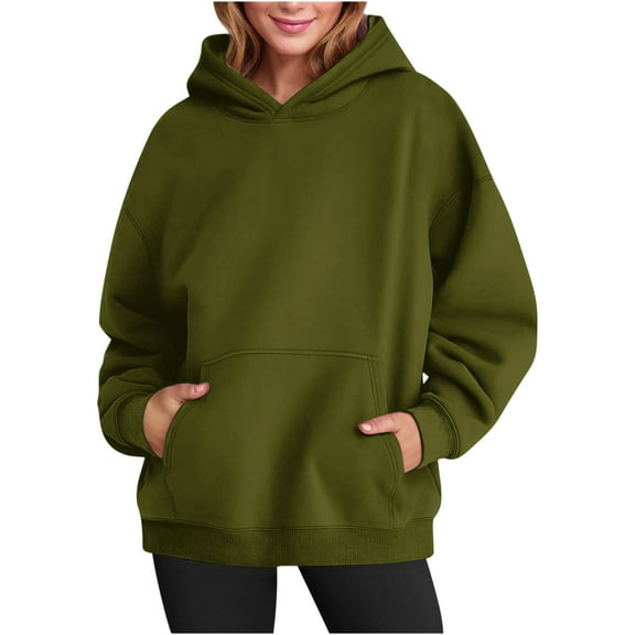 Simua Women's Oversized Hoodies Solid Color Sweatshirts Long Sleeve Hooded Loose Pullover Fall Outfits