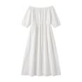 thumbnail image 6 of ClodeEU Women's Off The Shoulder 3/4 Sleeve Maxi Dress, Casual Tunic Waist Beach Dress with Side Slit White,Women's Plus L, 6 of 7