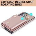 thumbnail image 4 of Crossbody Strap Wallet Case for Samsung Galaxy S24 Ultra with Wrist Strap, 360° Rotating Ring Kickstand & Card Holder PU Leather Purse Magnetic Snap Zipper Case Cover for Galaxy S24 Ultra, Rosegold, 4 of 9