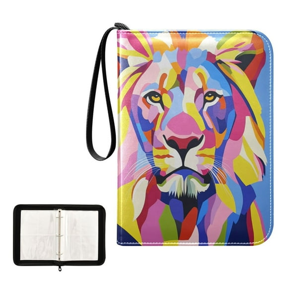 Game Card Storage Bag Collectible Trading Card Albums The 4-Pocket Card Binder With 50-Page Sleeve Can Hold 400 Game Cards Beautiful Cute Lion