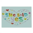 thumbnail image 2 of Engagement Party Cutting Board, Hippie Celebration Hearts Flowers Dots Rainbow Colored She Said Yes Words, Decorative Tempered Glass Cutting and Serving Board, Large Size, Multicolor, by Ambesonne, 2 of 5