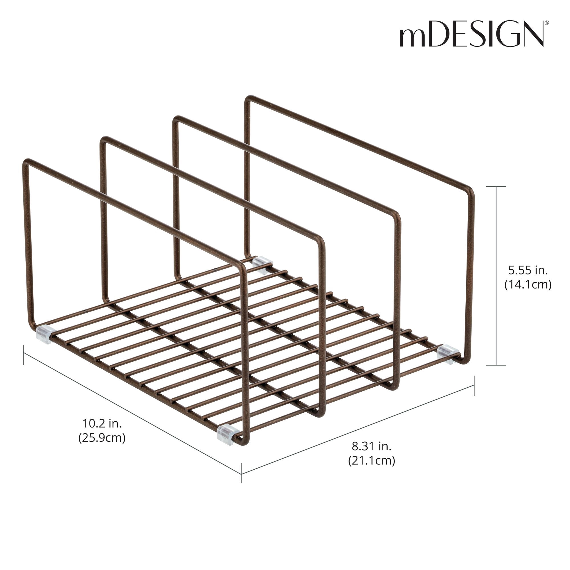 mDesign Steel Cookware Storage Organizer Rack for Kitchen - 2 Pack - Bronze