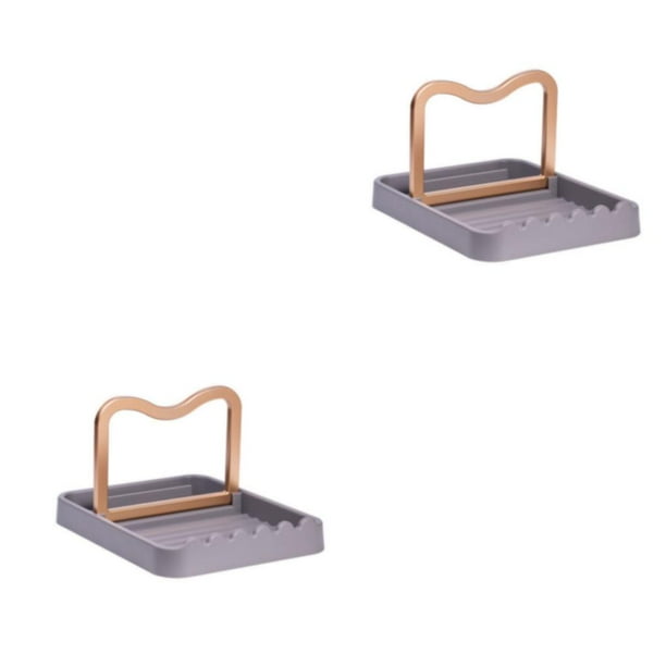 Naiovety Soporte duradero para cucharas: soporte de almacenamiento de tapa de olla fácil de limpiar Soporte de tapa de olla extraíble y gris 2Conjunto