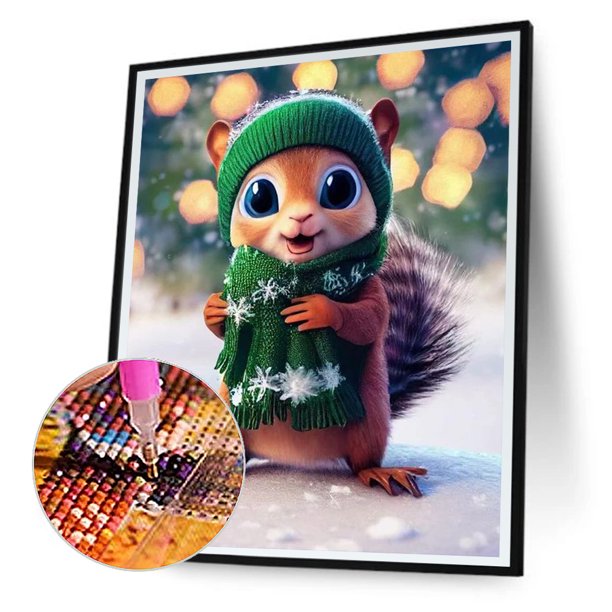 Cuadros Decorativos 5D DIY Animal Diamond Art Kits Decoración para sala de estar Dormitorio (Ardilla) Ehuebsd embutido en tela