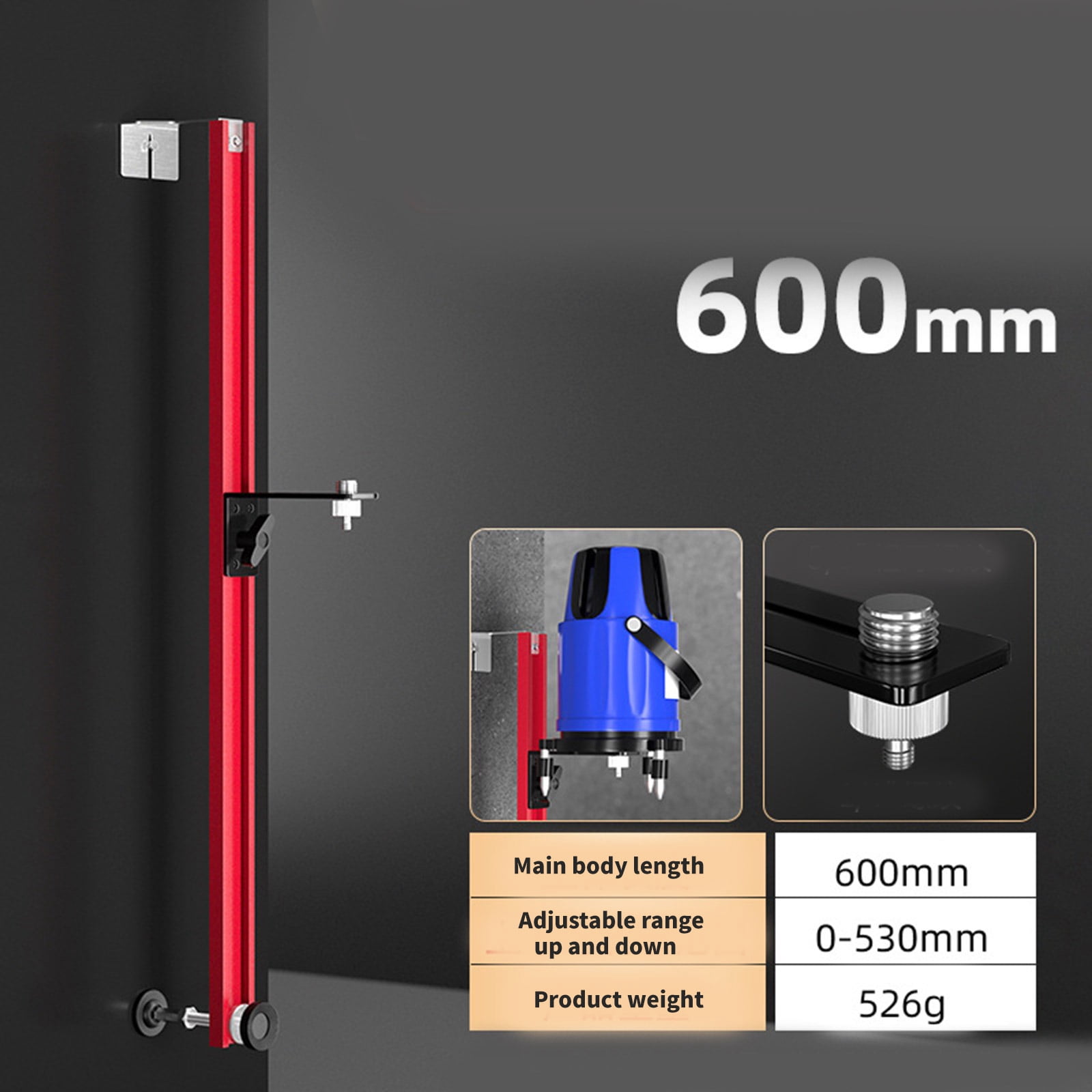 BIBABLYKE Lasers Level Bracket Aluminum Lasers Level Adapter Adjustable Hanging Wall Lasers Level Bracket Wall Lasers Lifting