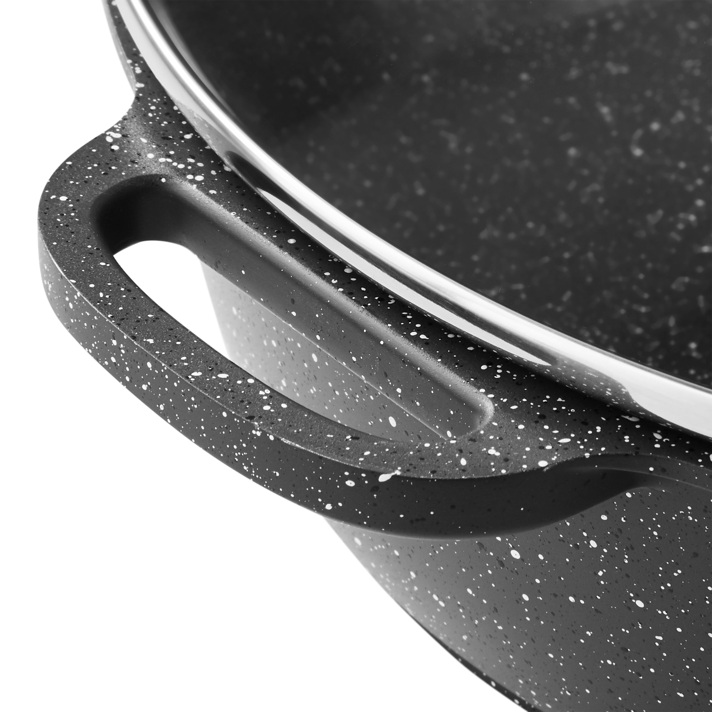 The Pioneer Woman Prairie Signature 6 Quart Cast Aluminum Jumbo Cooker  Sauté Pan, Charcoal Speckle