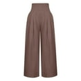 thumbnail image 4 of fartey Prime Day Deals Today 2024 Womens Cotton Linen Wide Leg Pants Breathable Solid Color Lounge Beach Pants Elastic High Waist Pockets Baggy Trousers, 4 of 6
