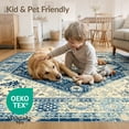 thumbnail image 4 of ODIKA 6'x9' Washable Area Rug Beige Geometric Vintage Boho Southwestern Scroll Motifs Distressed for Family Room, Living Room, Master Bedroom, Non-Slip, Easy Care, 4 of 7