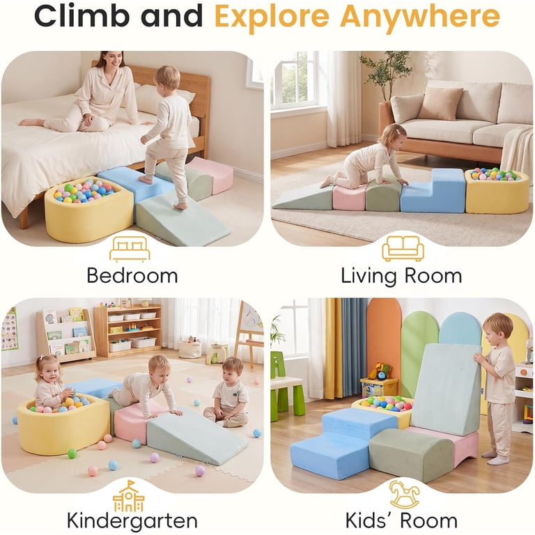 Infans 5-Piece Foam Climbing Blocks and Ball Pit Set photo 2