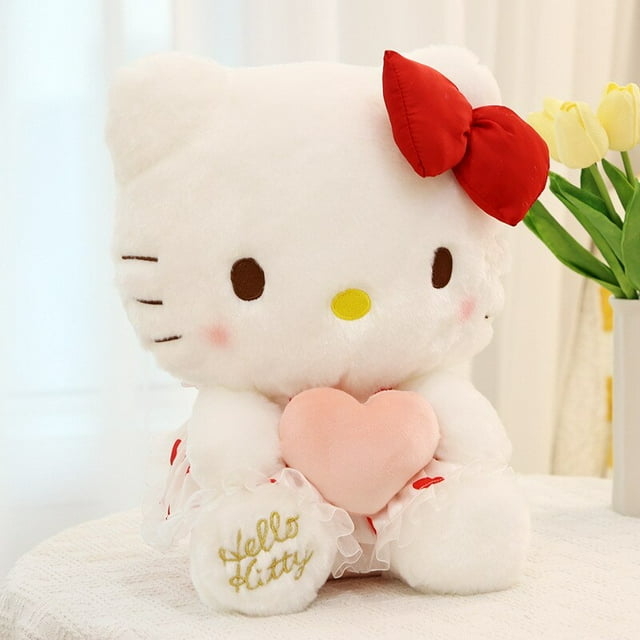 Peluche Kawaii Sanrio de Hello Kitty, animal de peluche, corazón Cupido, muñeca, almohada, Anime, decoración del hogar, regalo de cumpleaños para niña y niño