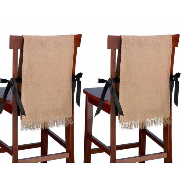 Set of 2 Burlap Chair Covers, Blank
