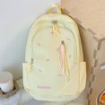 thumbnail image 3 of Nylon School Backpack, Lightweight Backpack with Bow Pendant, Spacious Trendy Backpack for Travel College, Green, 3 of 10