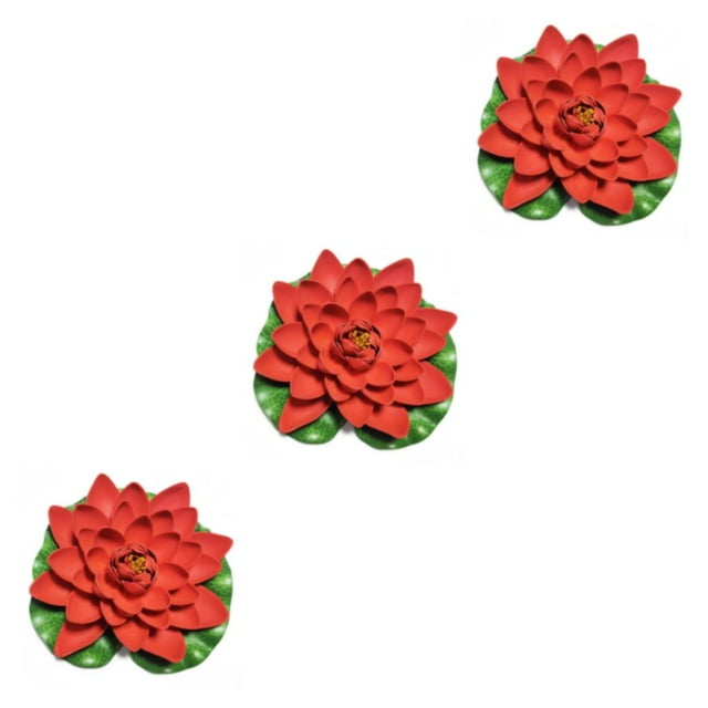 Destyer EVA Artificial Lotus Replacement Vivid Simulation Outdoor Garden Landscaping Photography Fake Water Flower Red 3Set