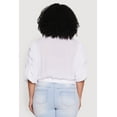 thumbnail image 5 of Womens Plus Size V Neck Puff Sleeve Cropped Tie Front Top, 5 of 5