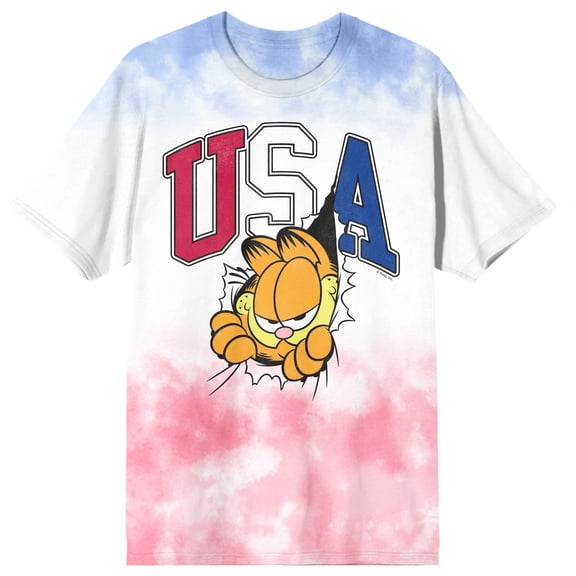 USA Garfield Men's Americana Wash Short Sleeve Tee-Large