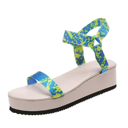 

CYMMPU Women s Sandals New Wedge With Graffiti Beach Sandals Women Thick Bottom Sexy Snake Pattern Buckle Beach Sandals