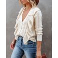 thumbnail image 4 of MURMUREY Womens V Neck Ruffle Knit Button Down Sweater Cardigans Long Sleeve Pullovers Top, 4 of 7