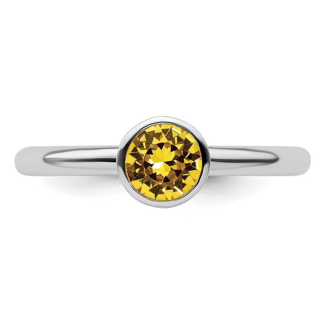925 Sterling Silver Bezel Polished Stackable High 5mm November Crystal Ring Size 10 Stackable Ring for Women