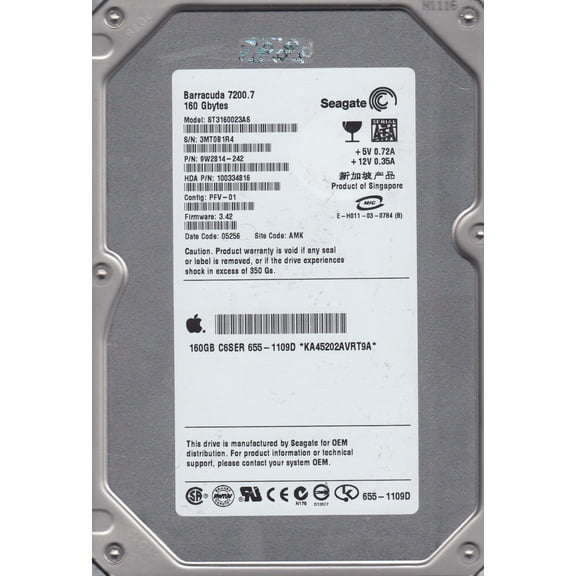 ST3160023AS, 3MT, AMK, PN 9W2814-242, FW 3.42, Seagate 160GB SATA 3.5 Hard Drive