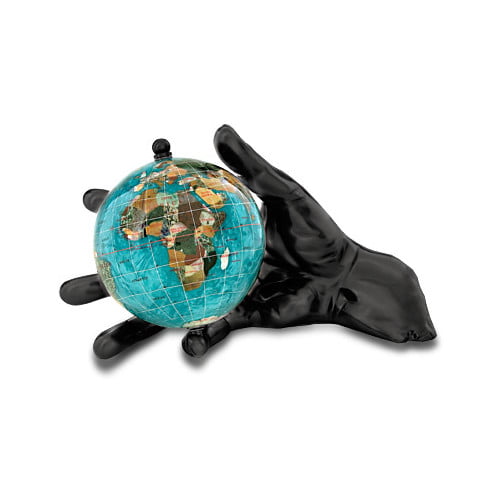 KALIFANO 4 Gemstone Globe Paperweight with Black Opal Opalite Ocean 